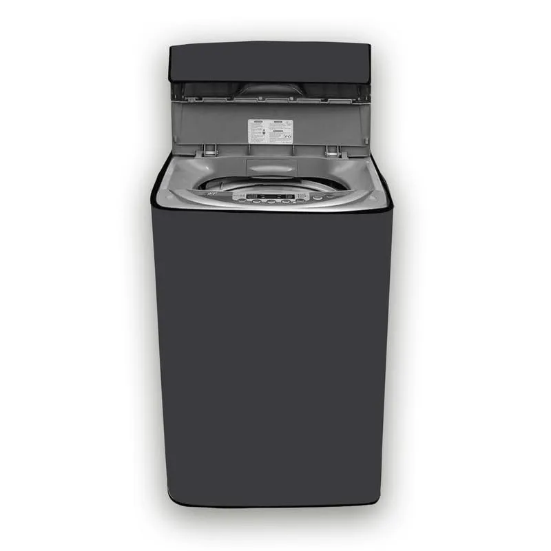 A modern fully automatic washing machine in a clean laundry room.