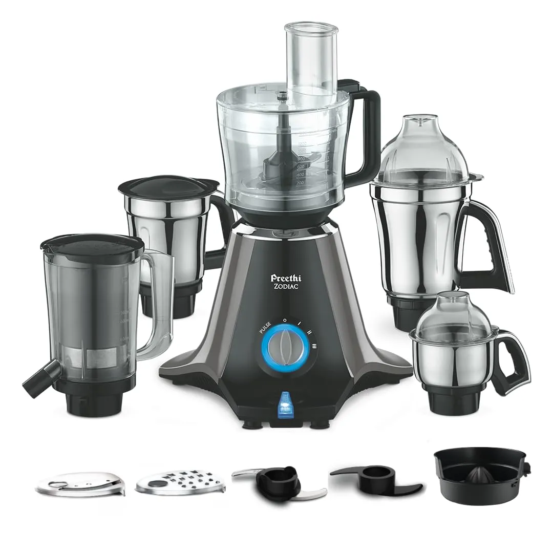 Mixer grinder with jars on a kitchen counter
