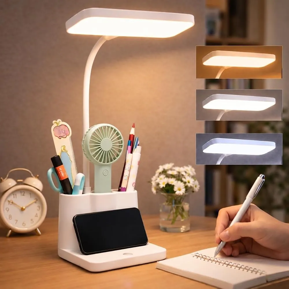 Plastic Led Desk Lamp with Pen and Phone Holder
