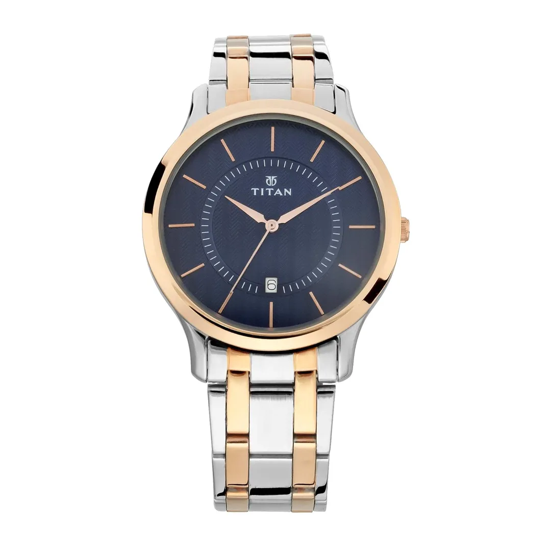 Men's wristwatch resting on a textured surface